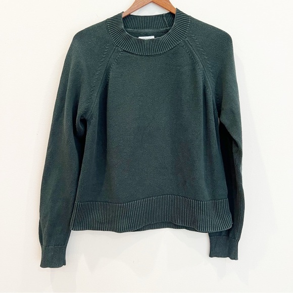 Daily Ritual Womens Sweater Small Long Sleeve Cotton Forest Green Classic Comfy - Picture 1 of 9